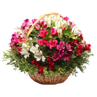 Цветы в корзинке «Краски альстромерий»